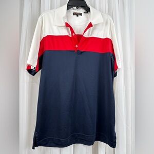 Vintage Monterey Club Polo Shirt Mens Large Red White Blue Colorblock